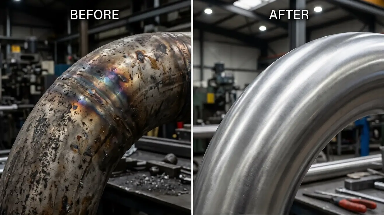 oxide scale removal from stainless steel surface before and after