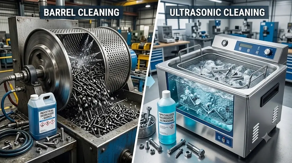 Barrel vs. Ultrasonic Fastener Cleaning Lines